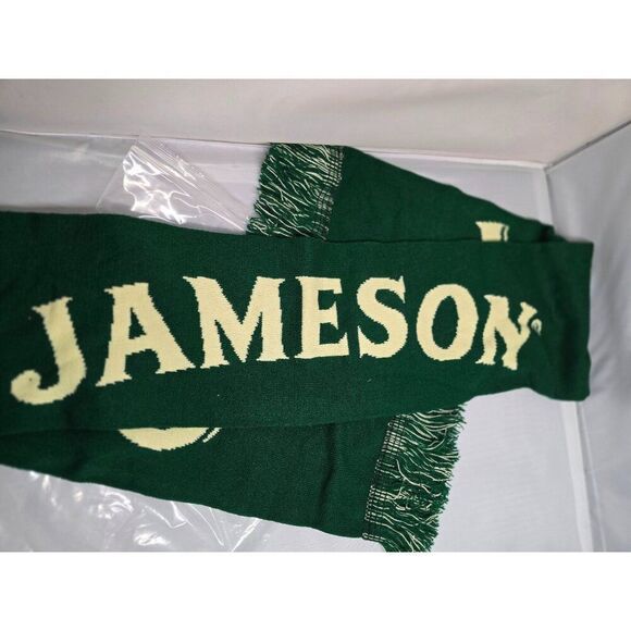 Jameson Green & Cream Knit Scarf With Fringe whiskey warm - Picture 1 of 4